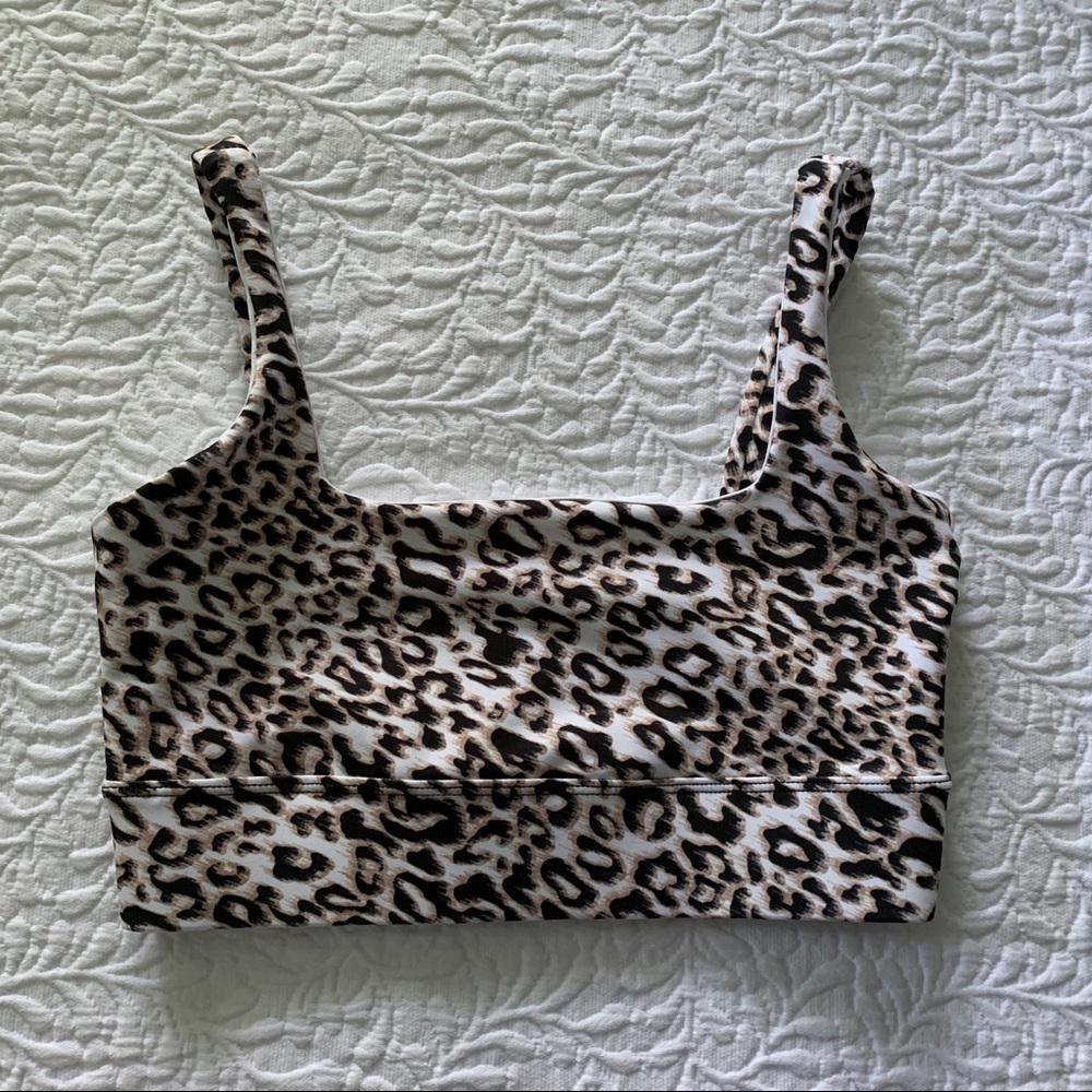 DYI leopard square neck workout bra